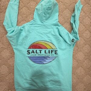 NEVER WORN Salt Life Teal Hoodie with Rainbow Logo